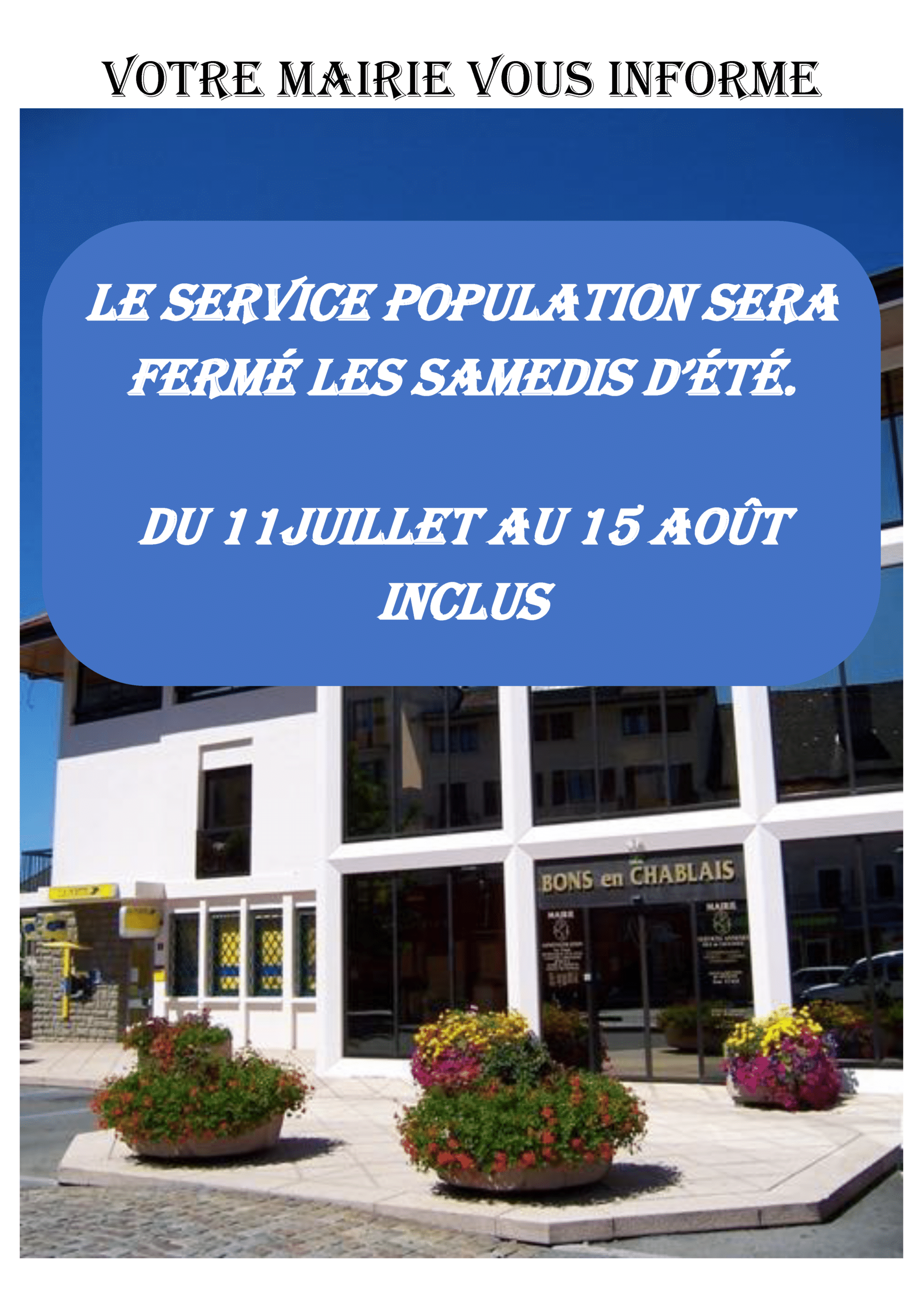AFFICHE FERMETURE SAMEDI A3